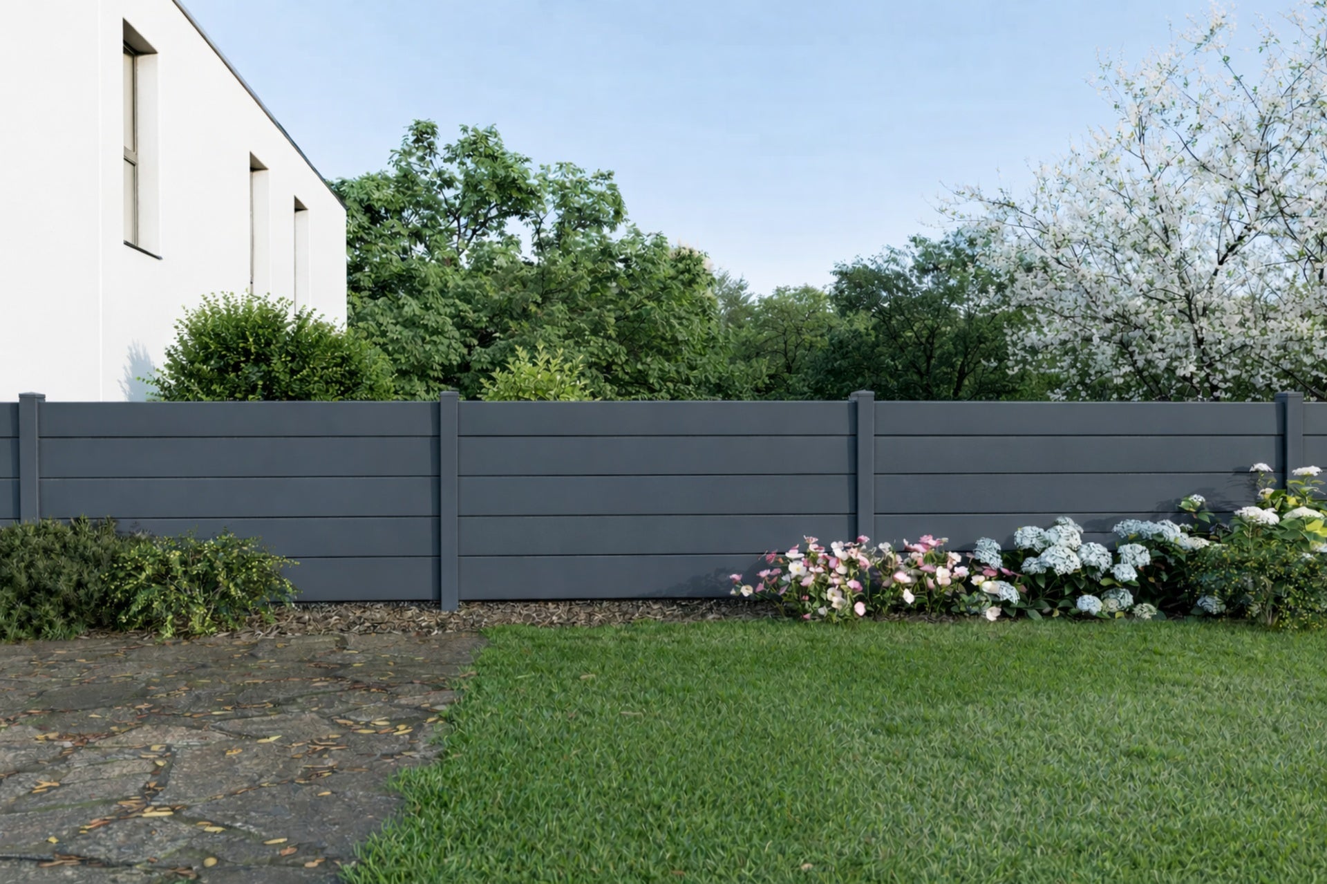 Alu Vorgartenzaun Stecksystem Einbrettoptik