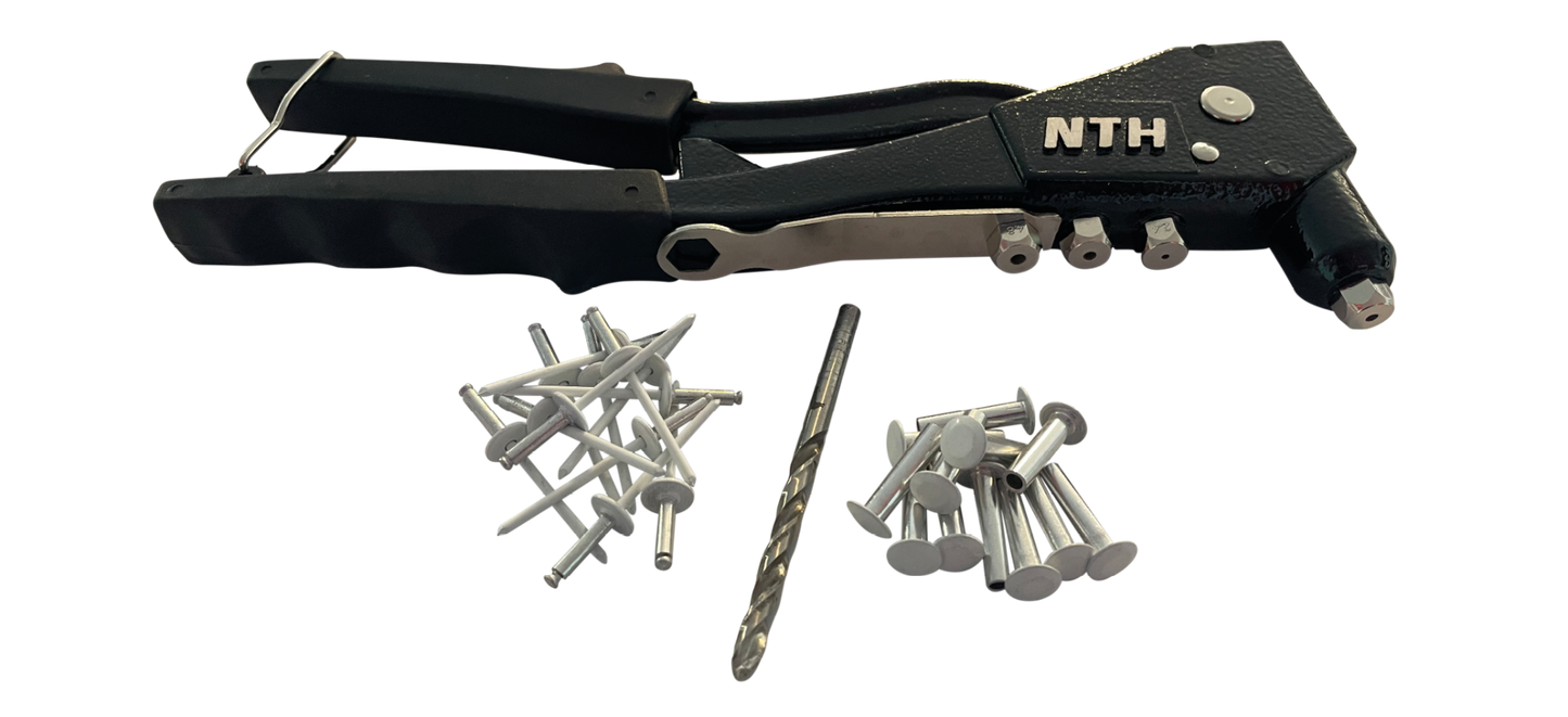 Umarbeitungs-Set (Nietzange, 12 Nieten, 1 Bohrer) - Weiß