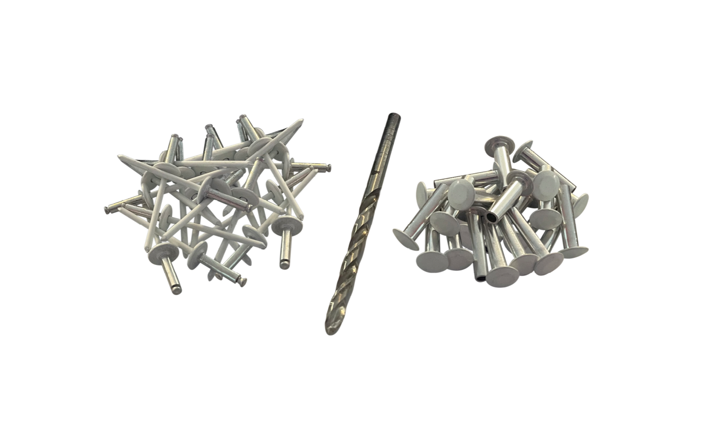 Nieten-Set (50 Nieten, 1 Bohrer) - Weiß