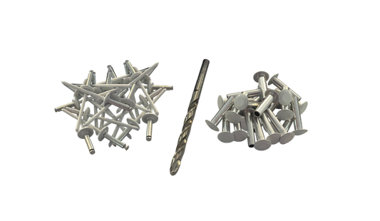 Nieten-Set (50 Nieten, 1 Bohrer) - Weiß