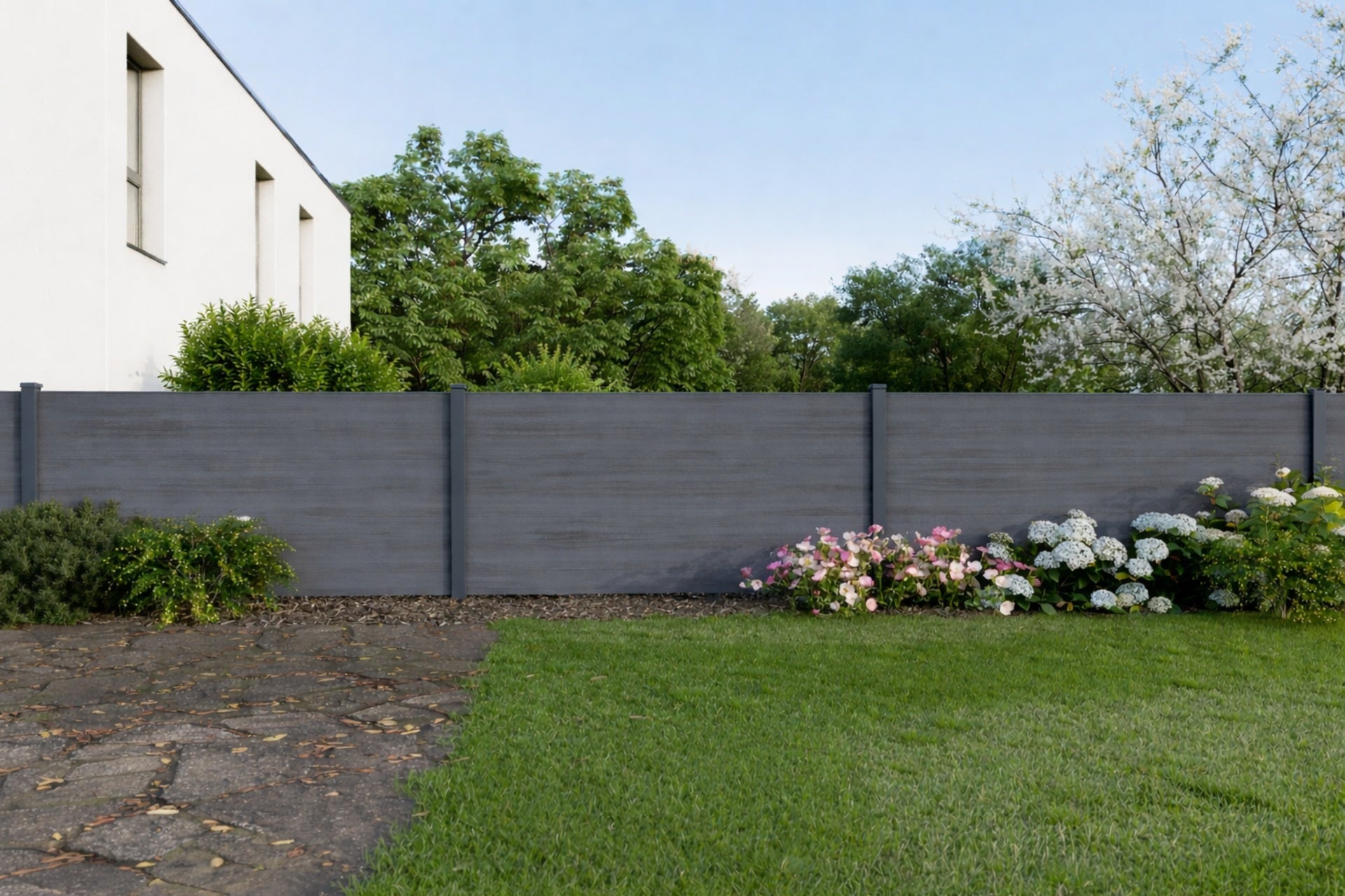 WPC Vorgartenzaun Stecksystem Schiefer